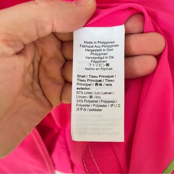 J.Crew NWOT Bright Pink Linen Blend Collarless Open Front‎ Tailored Blazer - Picture 4 of 8
